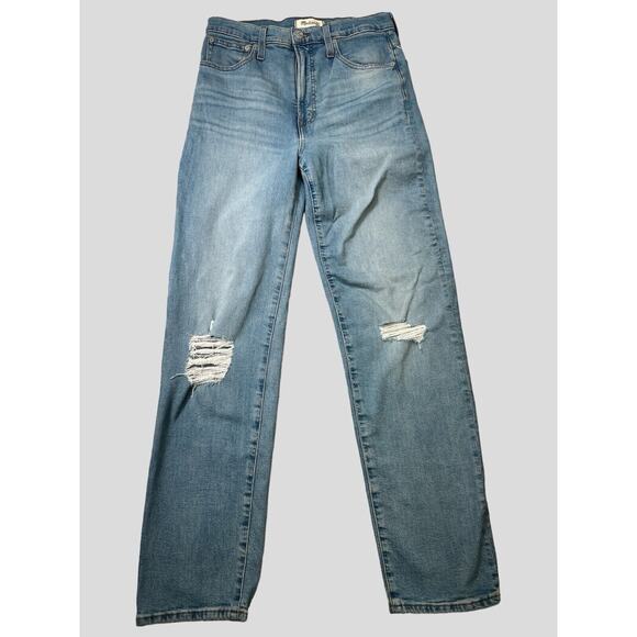 Madewell Jeans Women 28 Blue Perfect Vintage Straight in Danby Wash Knee-Rip Ed - Picture 2 of 15